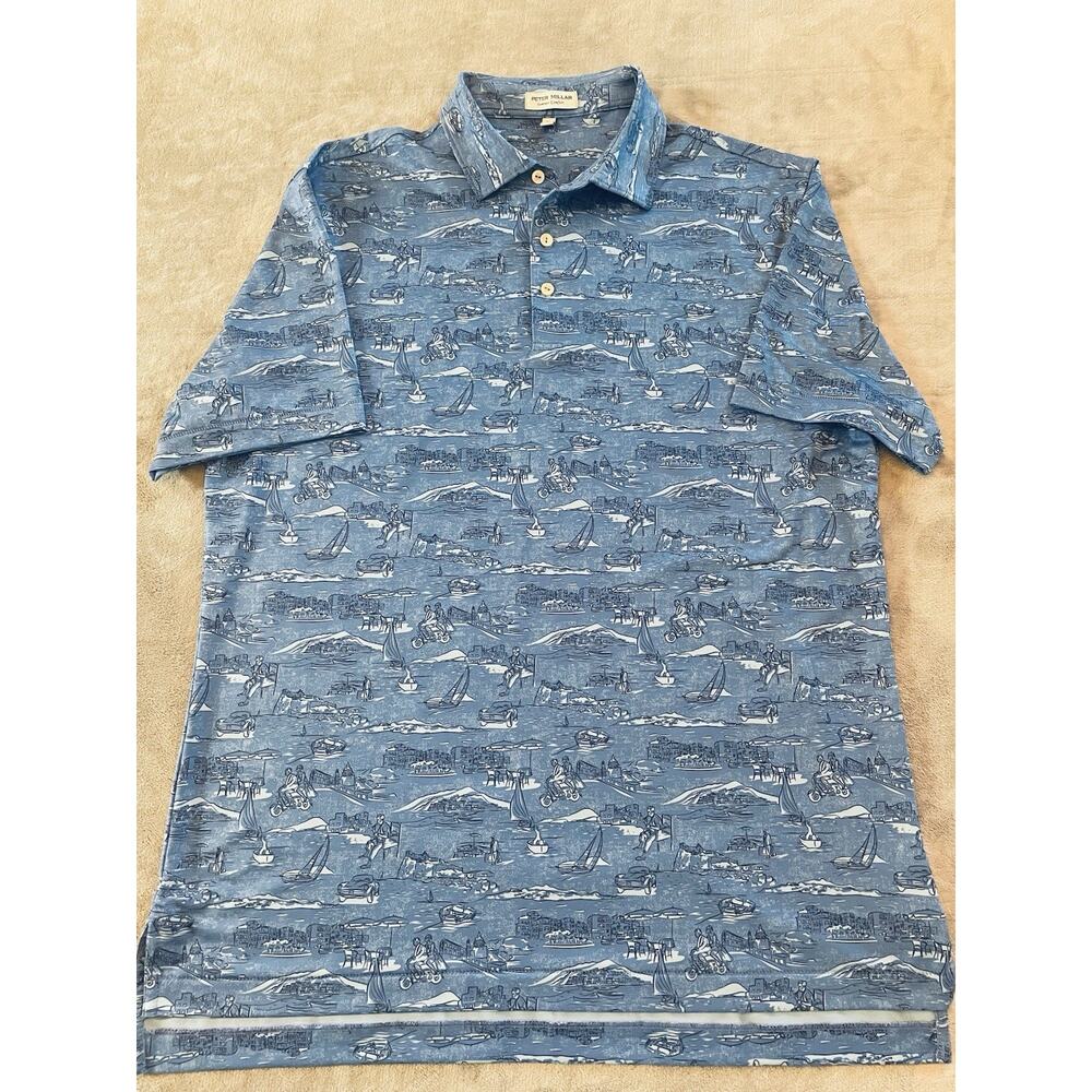 NO LOGOS Men's M Peter Millar Summer Comfort Italian Escape Pattern Golf Polo